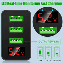 Load image into Gallery viewer, 3-Port Quick Charge 3.0 USB Wall Charger with LED Display