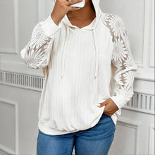 Load image into Gallery viewer, Women’s Plus Size Hoodie – Lace Long Sleeve Pullover Top