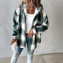 Load image into Gallery viewer, Plaid Drawstring Hoodie Shirt