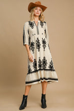 Load image into Gallery viewer, Vintage Cream Printed Midi Dress Timeless & Elegant Dress For Women Classic Design Dress