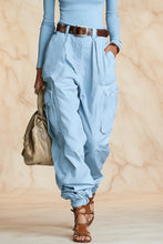 Load image into Gallery viewer, Women's High-Waist Cargo Parachute Pants with Elastic Ankle Cuffs