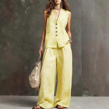 Load image into Gallery viewer, Women's Sleeveless Vest & Wide-Leg Pants Two-Piece Set – 10 Colors XS–3XL