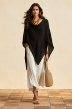 Load image into Gallery viewer, Women's Open-Knit Asymmetric Cape & Ruched V-Neck Fluid Maxi Dress Set