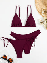 Load image into Gallery viewer, Essential Edge 3-Piece Bikini Set for Women – Solid Color High-Cut Triangle Top Two-Style Bottoms with Side Lace-Up Design & Quick-Drying Comfort – Versatile Women's Swimwear for Summer Pool Beach & Travel