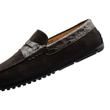 Load image into Gallery viewer, 31-160-NIC MONZA Sueded Calfskin with Crocodile Driver, Nicotine