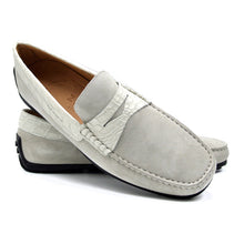 Load image into Gallery viewer, 31-160-WHT MONZA Sueded Calfskin with Crocodile Driver, White