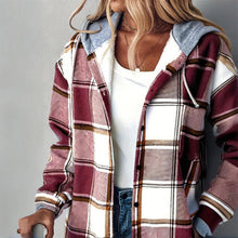 Load image into Gallery viewer, Plaid Drawstring Hoodie Shirt