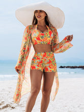 Load image into Gallery viewer, Multi-Color Print Bikini Three-Piece Set – Padded Swimwear for Women