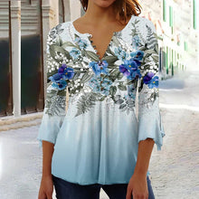 Load image into Gallery viewer, 🌸 Asymmetrical Spike Button 3/4 Sleeve T-Shirt – Effortless Chic