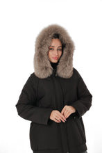 Load image into Gallery viewer, Genuine Polar Fox Camel Wool Blend Coat