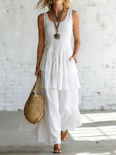 Load image into Gallery viewer, Women's Cotton Linen Sleeveless Loose Maxi Dress