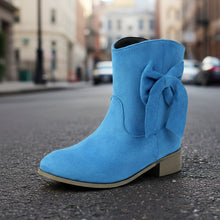 Load image into Gallery viewer, Low Heel Suede Large Size Sweet Bow Casual Boots