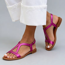 Load image into Gallery viewer, Women's Flat Open Toe T-Strap Beach Sandals – Lightweight Cutout