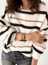 Load image into Gallery viewer, Women’s striped knitted pullover sweater