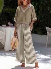 Load image into Gallery viewer, Women's Striped Tunic Top & Casual Trousers Two-Piece Set