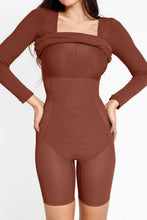 Load image into Gallery viewer, Elegant Black Full Size Built-In Shapewear Square Neck Long Sleeve Dress Sculpting Fit Dress for Women