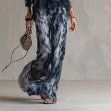 Load image into Gallery viewer, Women's Halter Neck Ruffle Chiffon Top & Tie-Dye Wide Leg Pants Set