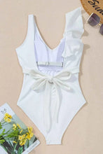 Load image into Gallery viewer, Ruffled V-Neck Wide Strap : One-Piece Swimwear