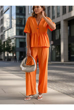 Load image into Gallery viewer, Women's V-Neck Loose Short-Sleeve Top & Wide-Leg Pants Set