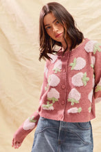 Load image into Gallery viewer, SO ME Strawberry Fruit All Over Button Sweater Cardigan