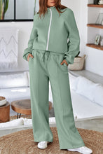 Load image into Gallery viewer, Solid Zip-Up Jacket and Drawstring Pants Set