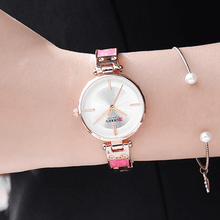 Load image into Gallery viewer, Womens Elegant Stainless Steel Watch With Ceramic Bracelet In Shimmering Marble Colors