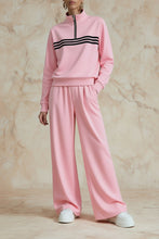 Load image into Gallery viewer, Women's Half-Zip Stripe Sweatshirt & Wide-Leg Pants Set