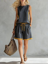 Load image into Gallery viewer, Solid Color Loose Casual Vest and Shorts Set