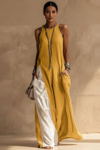 Load image into Gallery viewer, Off-Shoulder Color-Block Flared Maxi Dress with Pockets