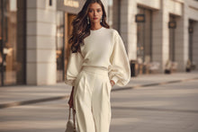 Load image into Gallery viewer, Women’s Round Neck Sweatshirt & Pants Set – Casual Long Sleeve Two-Piece Outfit