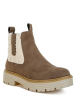 Load image into Gallery viewer, Mothman Faux Fur Detail Chunky Ankle Boots