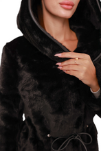 Load image into Gallery viewer, Mink-Effect Hooded Coat