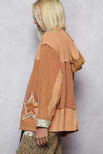 Load image into Gallery viewer, POL Button Down Hooded Jacket with Star Patch Pattern