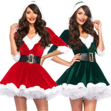 Load image into Gallery viewer, Women Christmas Dress Sexy Santa Claus Hoodie Cosplay Costumes Women Evening Party Clothes Winter Warm Dresses