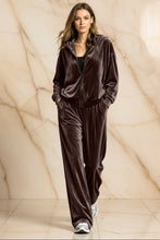 Load image into Gallery viewer, Women's Velvet Zip-Up Hoodie & Wide-Leg Pants Set