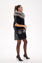 Load image into Gallery viewer, Saga®Furs Silver Fox Wool Alpaca Poncho Vest in Black