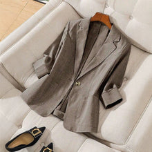 Load image into Gallery viewer, Women's Single Button Notch Lapel 3/4 Sleeve Blazer Jacket