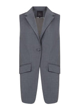 Load image into Gallery viewer, Broadway Sophia Longline Virgin Wool Waistcoat in Mid Grey