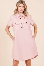 Load image into Gallery viewer, New Button Detail Collared Neck Short Sleeve Shirt Dress For Women – Chic, Trendy, Casual, Unique, Versatile & Classic Elegance