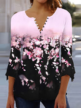 Load image into Gallery viewer, 🌸 Asymmetrical Spike Button 3/4 Sleeve T-Shirt – Effortless Chic
