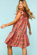 Load image into Gallery viewer, Full Size Ruffled Printed Dress with Side Pockets For Women – Trendy Ruffled Dress, Stylish Printed Dress, Pocketed Ruffled Dress, Casual Printed Dress, Functional Dress with Pockets, Flattering Ruffled Dress, Chic Printed Dress with Pockets