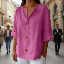 Load image into Gallery viewer, Women's V-Neck Buttoned Blouse
