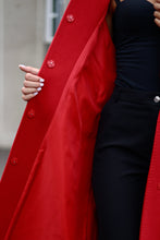 Load image into Gallery viewer, Band Collar Wool Blend Coat in Autumn Red