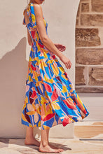 Load image into Gallery viewer, Multicolored Floral Tie-Shoulder Smocked Maxi Dress Elegant & Flowy Summer Style Dress