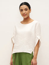 Load image into Gallery viewer, 100% Linen Round Neck Petal-Sleeve Pullover LAUREL