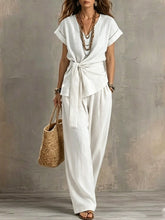 Load image into Gallery viewer, Women's V-Neck Short-Sleeve Top & Pants Two-Piece Set