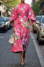 Load image into Gallery viewer, Geometric Print Batwing Sleeve Flowy Maxi Dress – 12 Styles, XS–XXXL