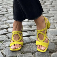 Load image into Gallery viewer, Women's Suede Hollow-Out Buckle Strap High Heel Sandals – Pointed Toe