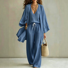 Load image into Gallery viewer, Women's 3-Piece Cardigan, Sleeveless Vest & Wide Leg Pants Set