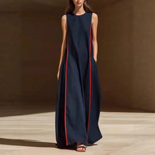 Load image into Gallery viewer, Women's Linen Sleeveless Loose Striped Maxi Dress